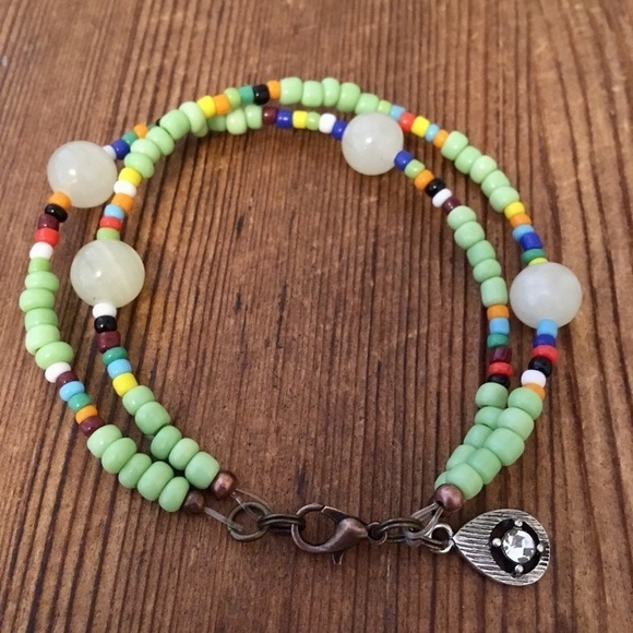 Ladies Double  Strand Lime Green Beaded Bracelet, Handmade Ladies Bracel… - Picture 3 of 5